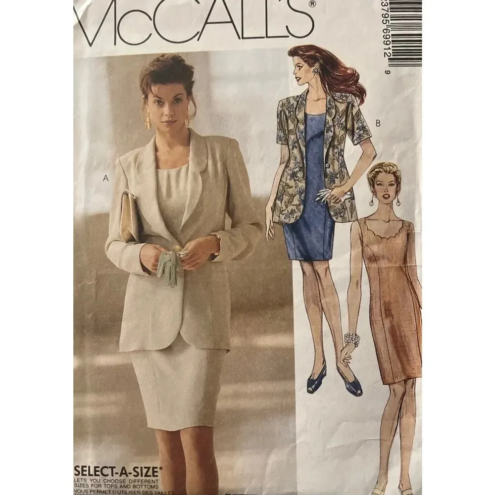McCalls Sewing Pattern 6991 Size 8 10 12 Jacket Dress Work Suit Career Uncut